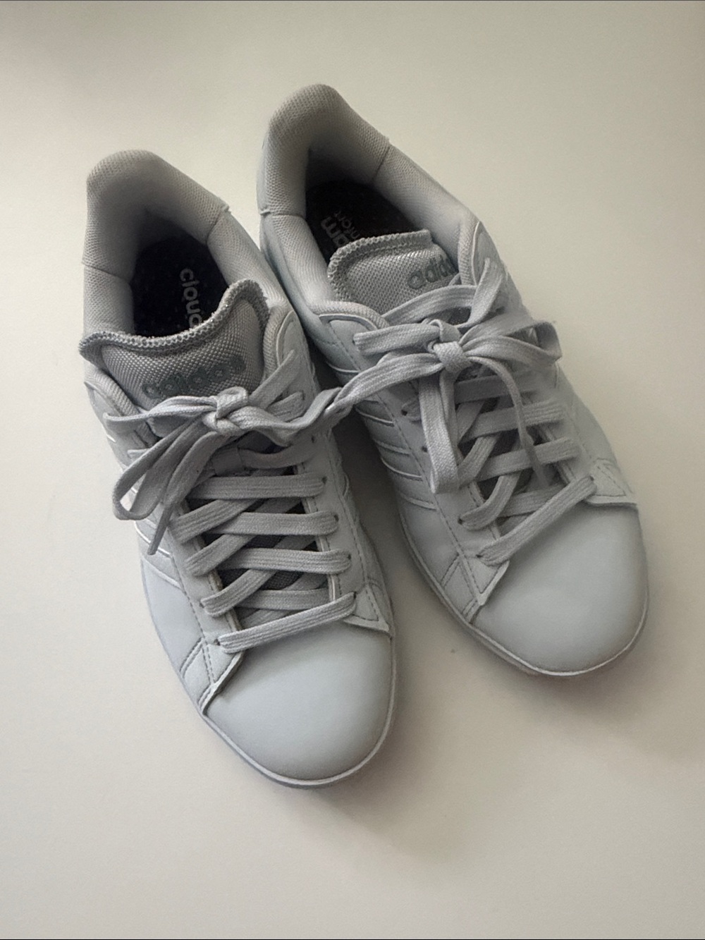 adidas Light Blue-Gray Classic Low-Top Cloudfoam Comfort Sneakers